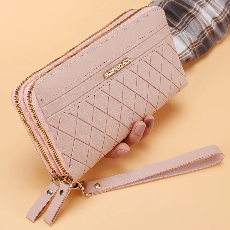 Simple Pu Leather Wallet for Women Tassel Coin Purse Card Holder Designer Women's Wallet Double Zipper Female Clutch Money Bags