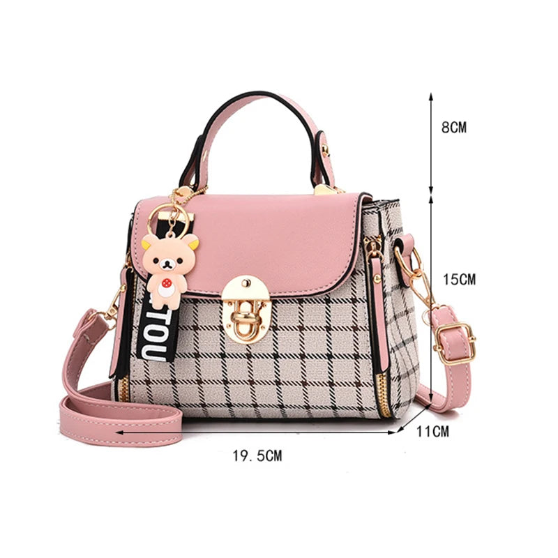 Newposs Plaid Pattern Handbag Women's Buckle Decor Flap Purse Fashion PU Leather Crossbody high quality bag Bag