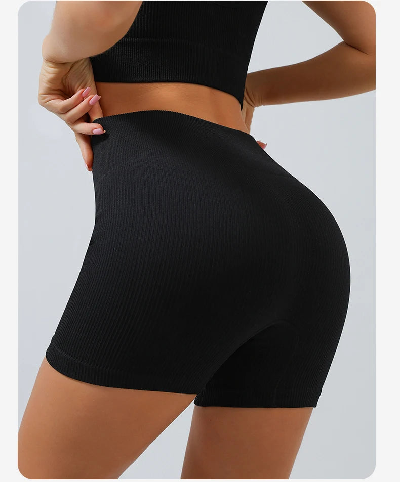 Ribbed Seamless Sport Set Women Crop Top Bra Leggings Shorts Yoga Set Sportsuit Wear Workout Outfit Fitness Gym Clothes