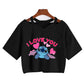 Stitch Graphic Crop Tops - Women's