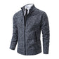 Autumn And Winter New Jersey Men's Casual Sports Coat Solid Color Stand Collar Wweater Grab Fleece Warm Zipper Cardigan