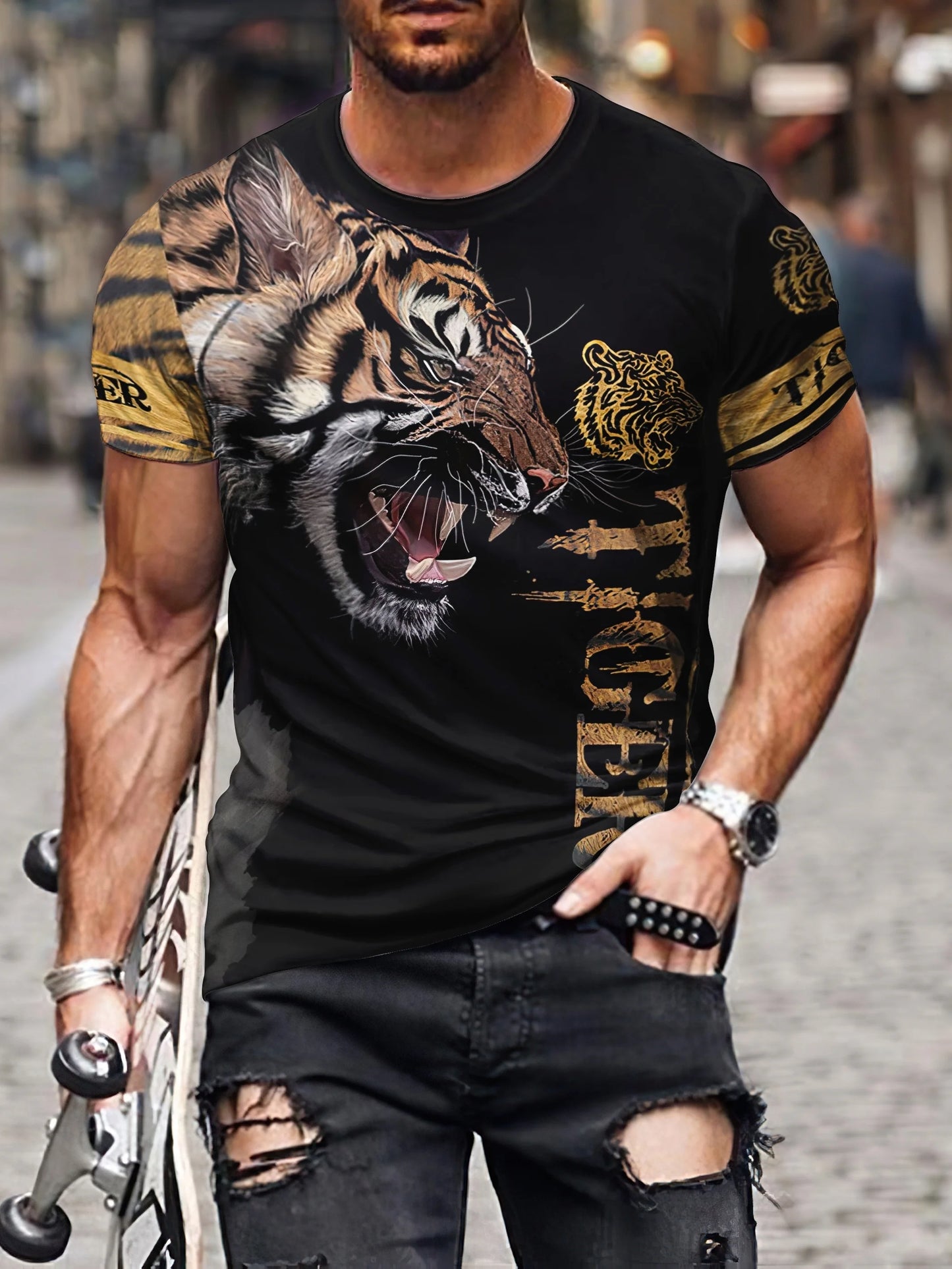 Fast Fashion - Lion Print Graphic T-Shirts