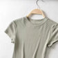 Summer Sexy Women O-neck Short-sleeve T-shirt Slim Elastic Skinny Crop Tops