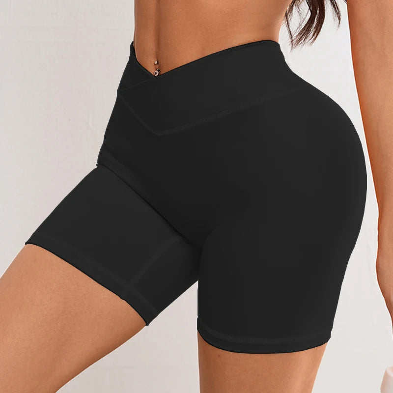 V Cross Waist Yoga Shorts for Women Naked Feeling Workout Shorts 3.5 Running Fitness Sports Shorts