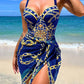 VigoBeviya 2024 Sexy Print Strapped 2 Piece Swimwear Women Strapped Push UP One Piece Swimsuit Monokini Backless Bathing Suit