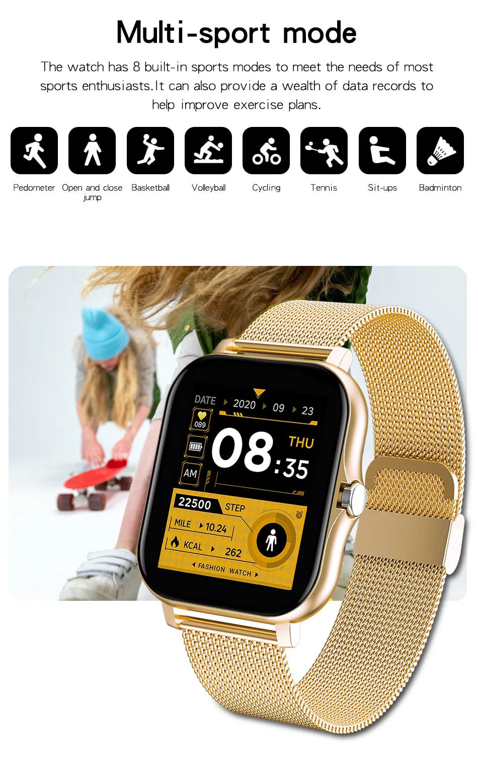 Smart Watch Android Phone 1.44'' Inch Color Screen Bluetooth Call Blood Oxygen/Pressure Monitoring Smart Watch