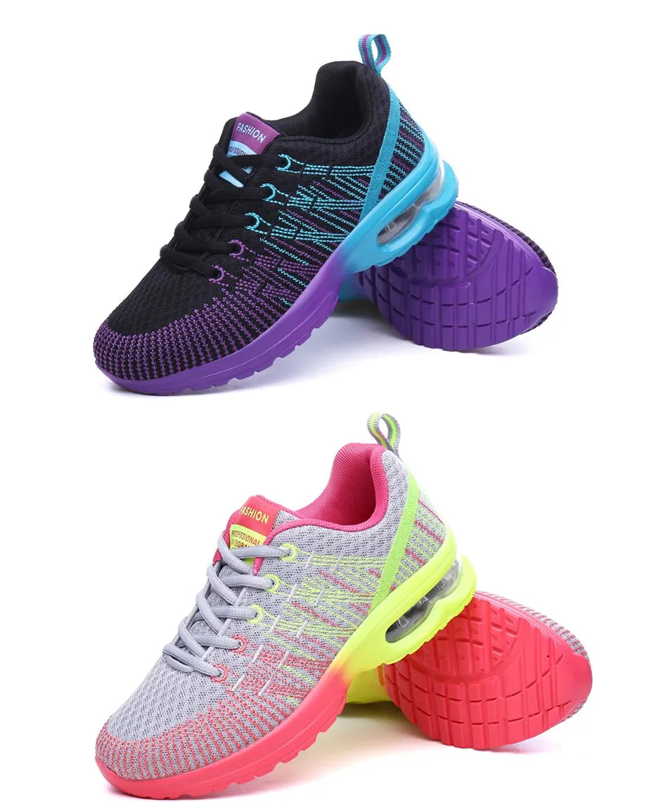 Women Air Cushion Running Shoes for Tennis Sports Fashion Sneakers Lace Up Lightweight Breathable Leisure Gym Walking Shoes