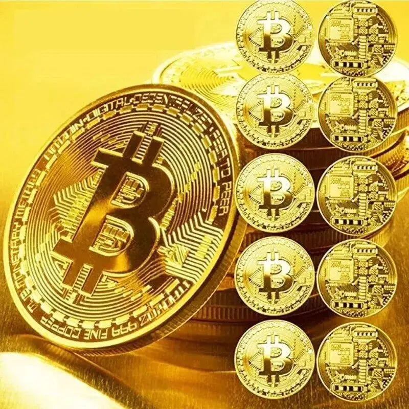 Gold Plated Bitcoin Coin Collectible Art Collection Gift Physical Commemorative Casascius Metal Antique Imitation Happy Birthday