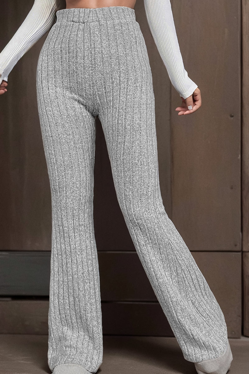 Pure Color High Waist Flared Pants