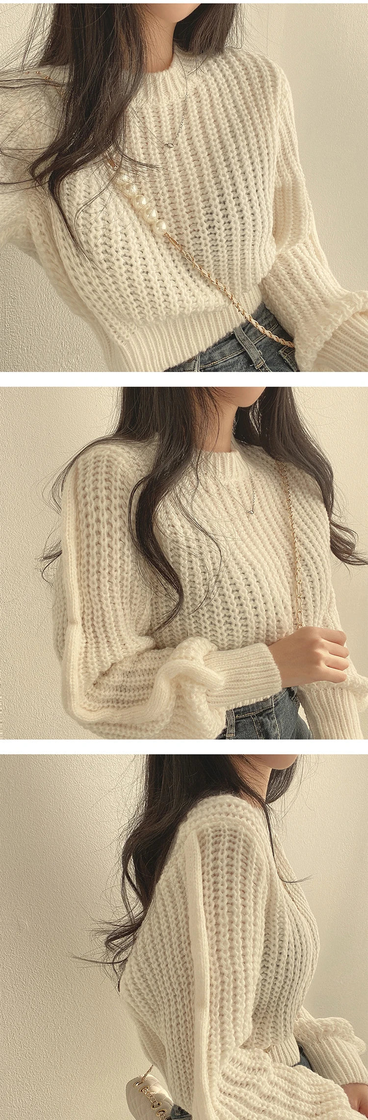 Loose Vintage Harajuku Lantern Long Sleeve Women Sweater Korean Autumn Winter Knitwear Soft Warm Tops Chic Solid Femme Sweater