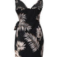 V Neck Leaf Print Mini Dress