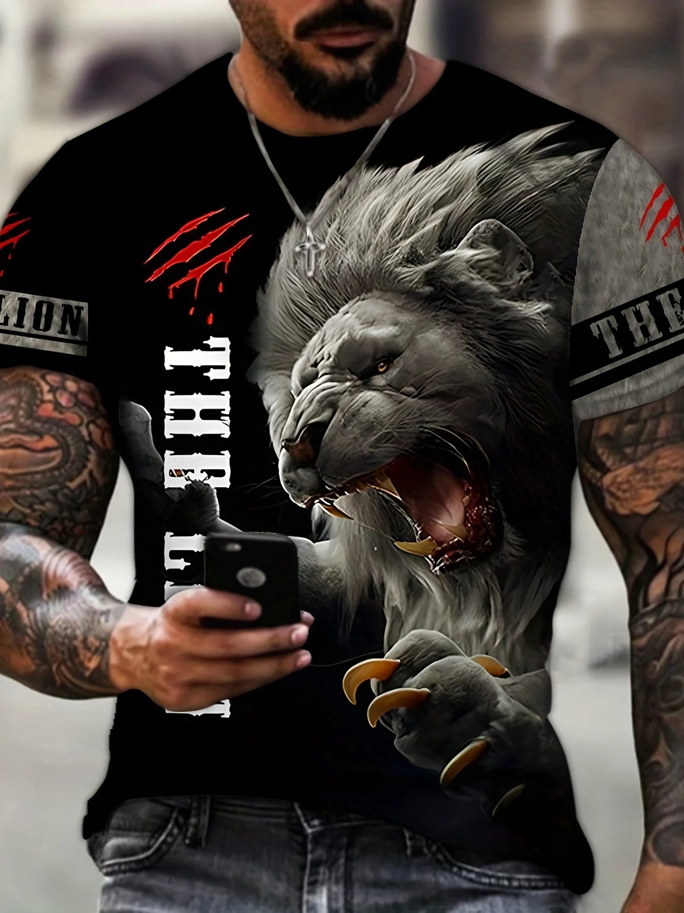 Fast Fashion - Lion Print Graphic T-Shirts