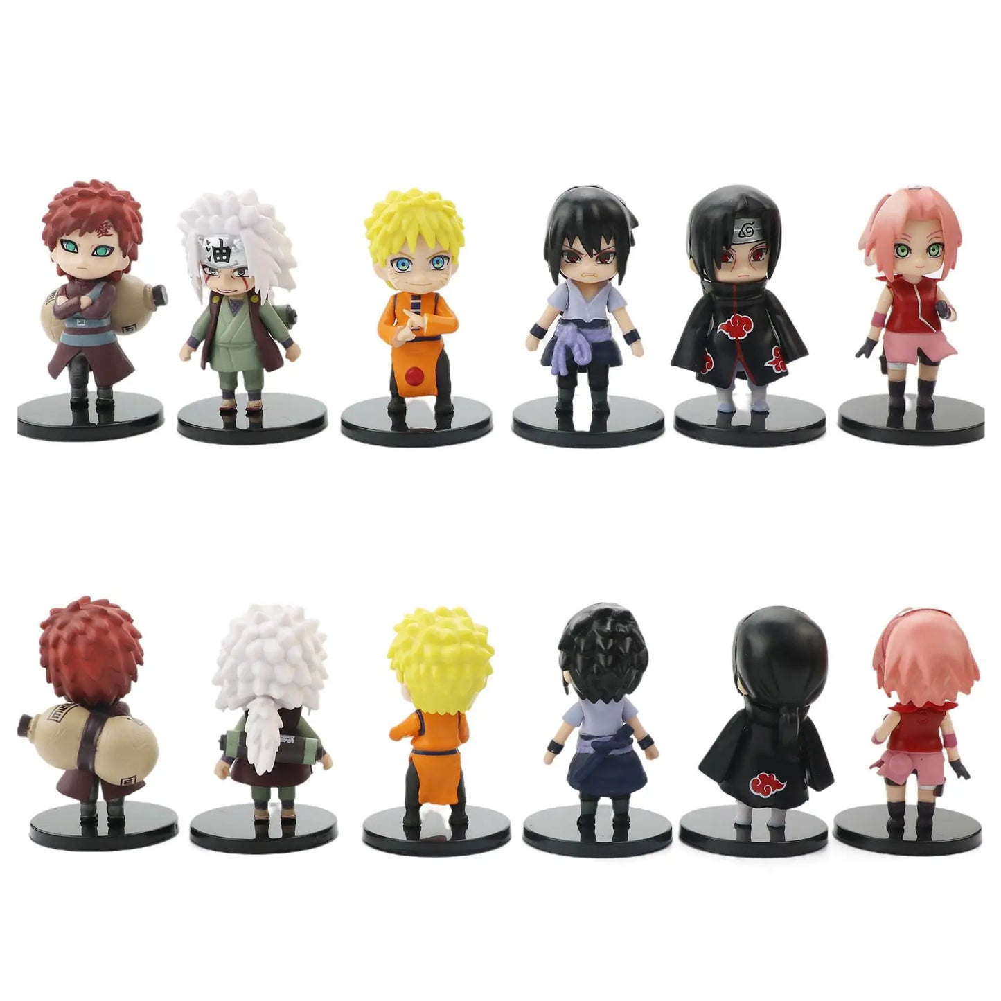 12 Pcs/Lot Kawaii Mini NARUTO Figure Sasuke Kakashi Itachi Gaara Jiraiya Q Verison Figurine 7-8cm Wholesale PVC Model Toys