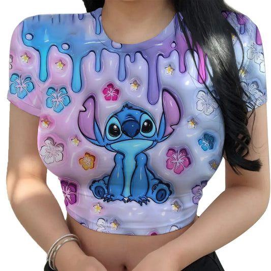 Stitch Graphic Crop Tops