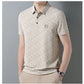 High end brand polo shirt short sleeved men's light luxury embossed top silk cool casual 2024 summer breathable lapel T-shirt