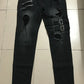 Elastic-Waist Retro Moto Biker Straight Leg Jeans