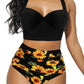 Y2K Push-Up Flower Print Bikini Set - 2pc