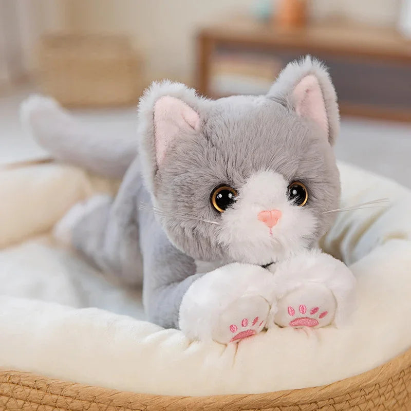 47CM Cute Simulated Cat Doll Plush Toy Stuffed Soft Animal Plush white Gray Kitten Pillow Kids Girls Birthday Gift Pet Toys Deco