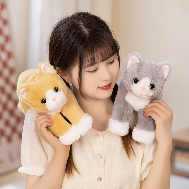 47CM Cute Simulated Cat Doll Plush Toy Stuffed Soft Animal Plush white Gray Kitten Pillow Kids Girls Birthday Gift Pet Toys Deco