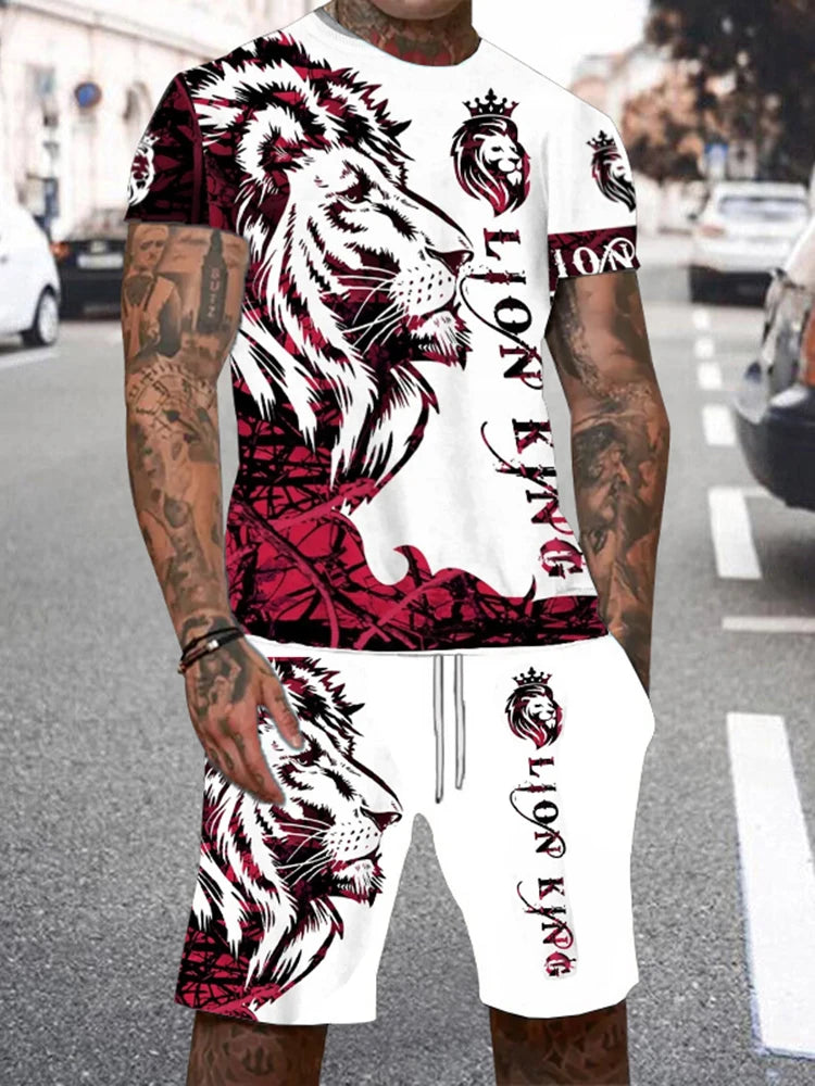 Fast Fashion - Lion Print Shirt & Shorts 2pc Set