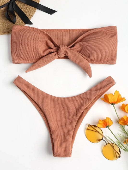 Everyday Solid Tube Top Bikini Set