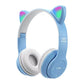 P47M Cute Cat Ear Bluetooth Headphones with LED Wireless Headset Children Girls Stereo Folding Sports Headset with Microphone