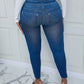 Women Imitation Denim Plus Size Mid-Waist Yoga Pants