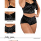 Women Sexy Strappy Pajama Set Women's Velvet Polyester Comfortable V-neck Underwear Home Clothes 2 Piece Sleeveless