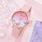 6PCS Set Women Fashion Quartz Watch Female Clock Pink Butterfly Dial Luxury Brand Design Ladies Leather Wrist Watch Montre Femme