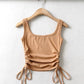 New Arrival Girls Casual Solid Colour Two Side Drawstring Vest Folds Shirring Sexy Tank&Camis