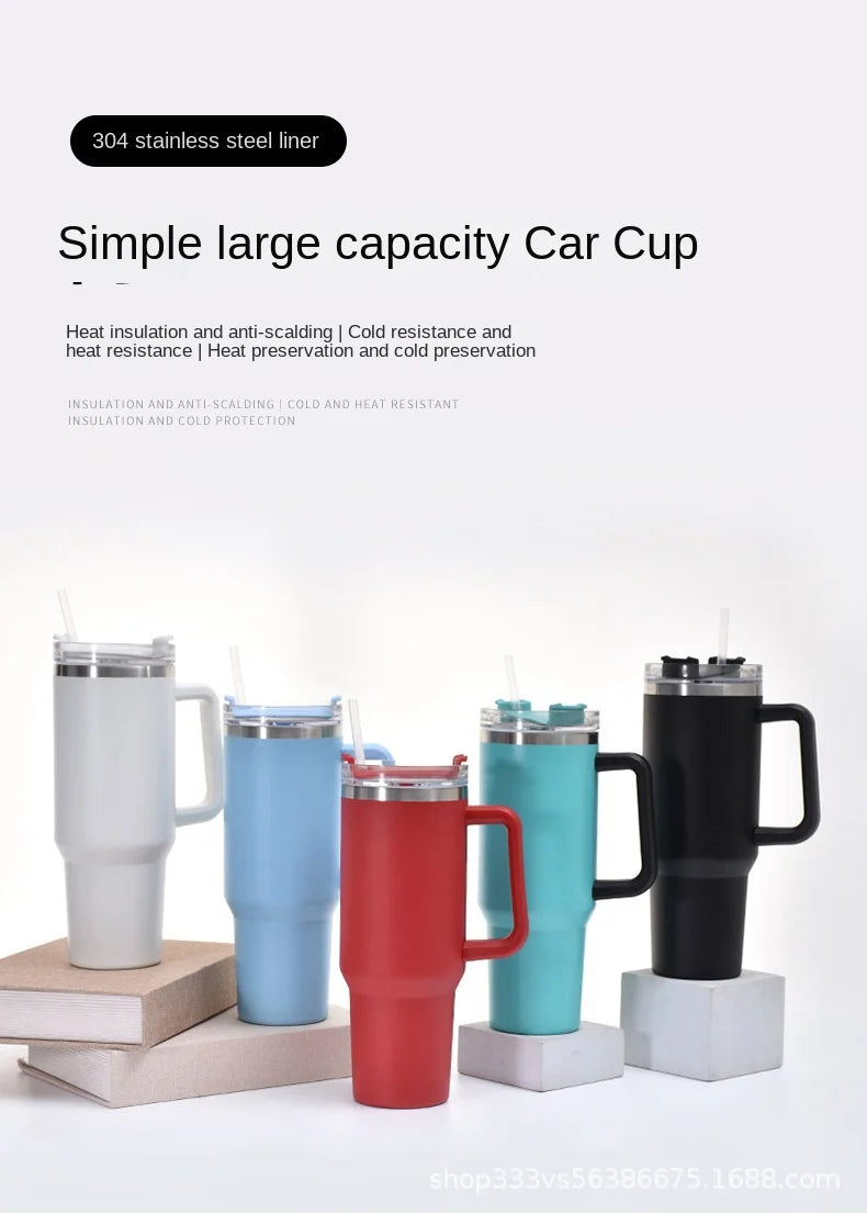 40oz 1200ML High Quality Insulated Tumbler with Handle Straw Double Wall Thermal Iced Travel Cup Coffee Cup Perfect Gift