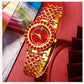 New Luxury Watch Women Red Necklace Earring Rhinestone Fashion Wristwatch Casual Ladies Watches Jewelry Set Relogio Feminino