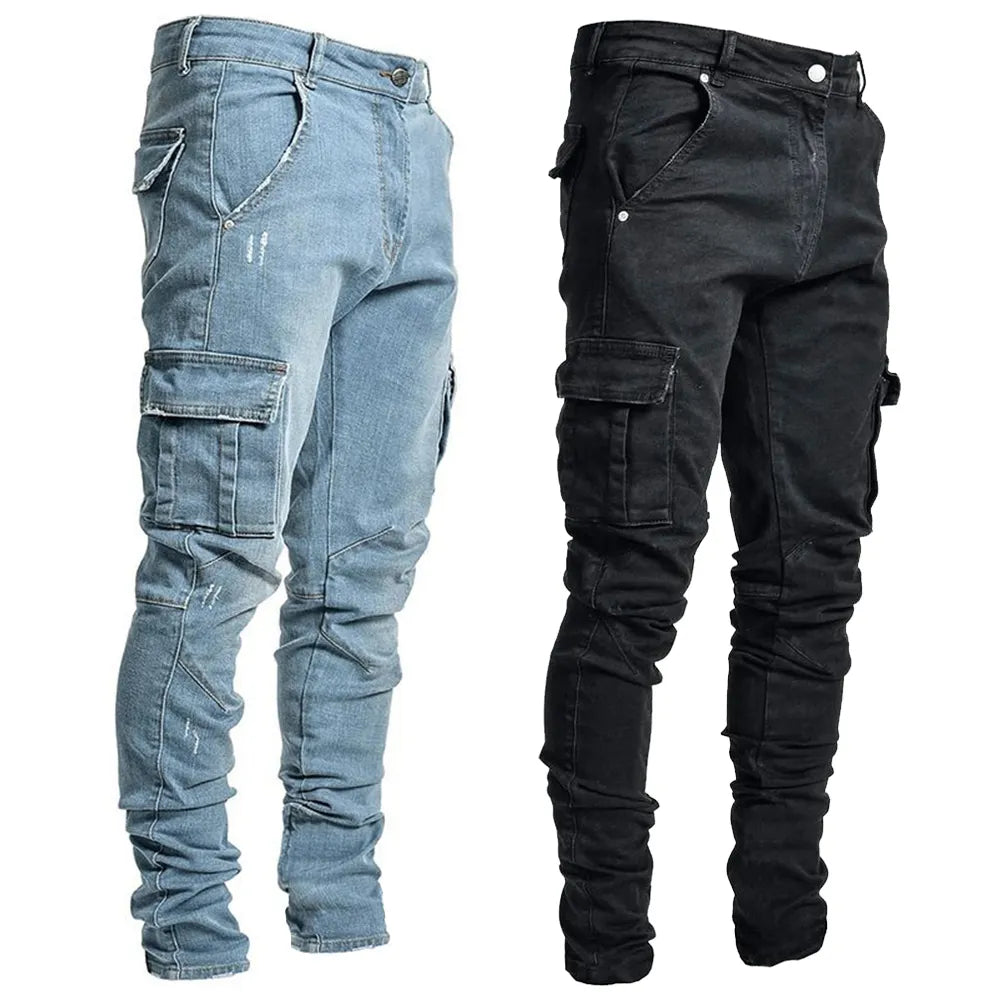 Y2K Elastic Demin Cargo Pants