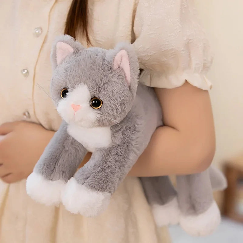 47CM Cute Simulated Cat Doll Plush Toy Stuffed Soft Animal Plush white Gray Kitten Pillow Kids Girls Birthday Gift Pet Toys Deco