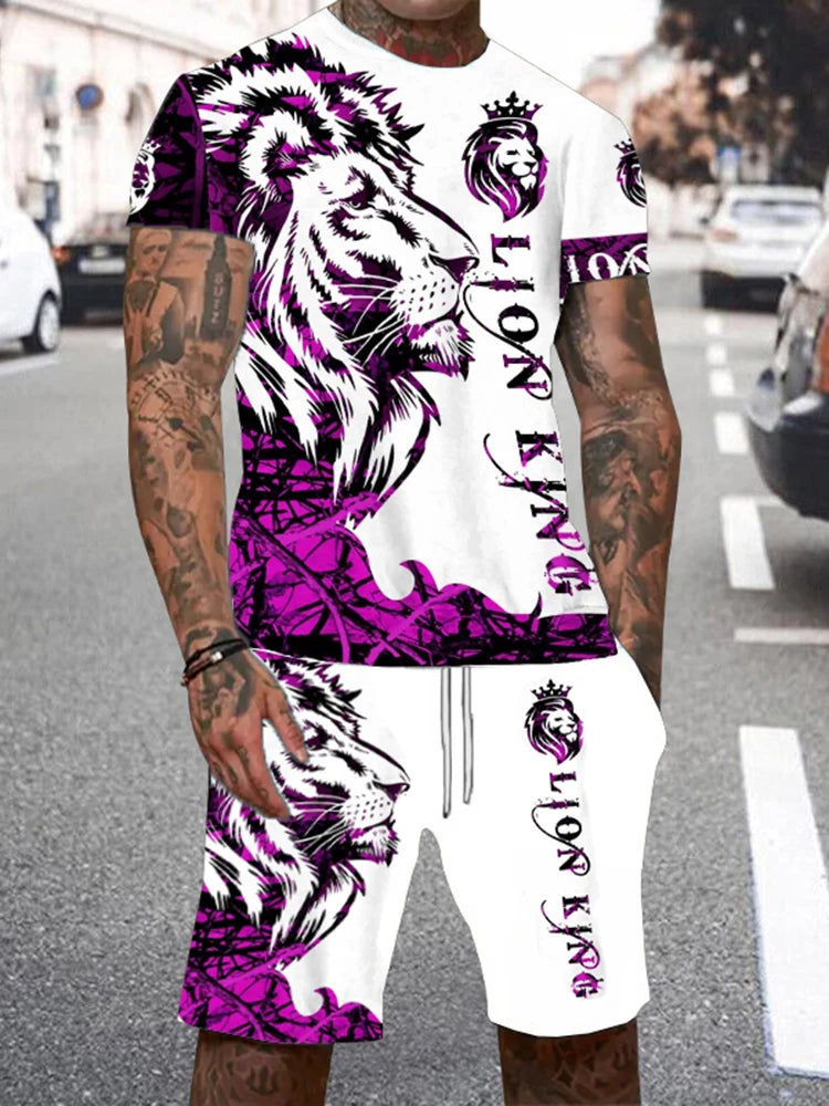 Fast Fashion - Lion Print Shirt & Shorts 2pc Set