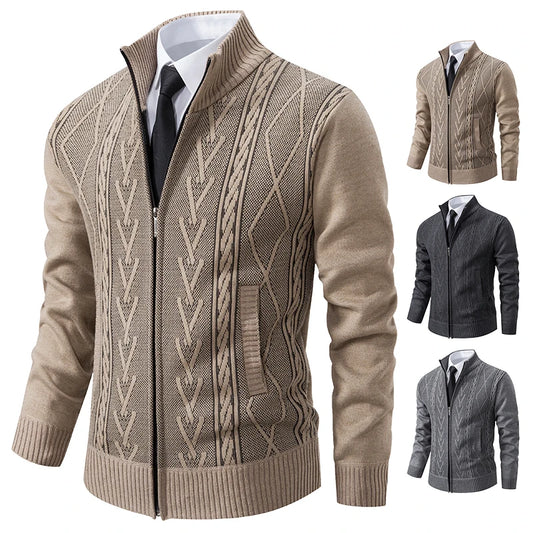 2023 autumn and winter new cashmere padded warm casual men's knitted sweater coat