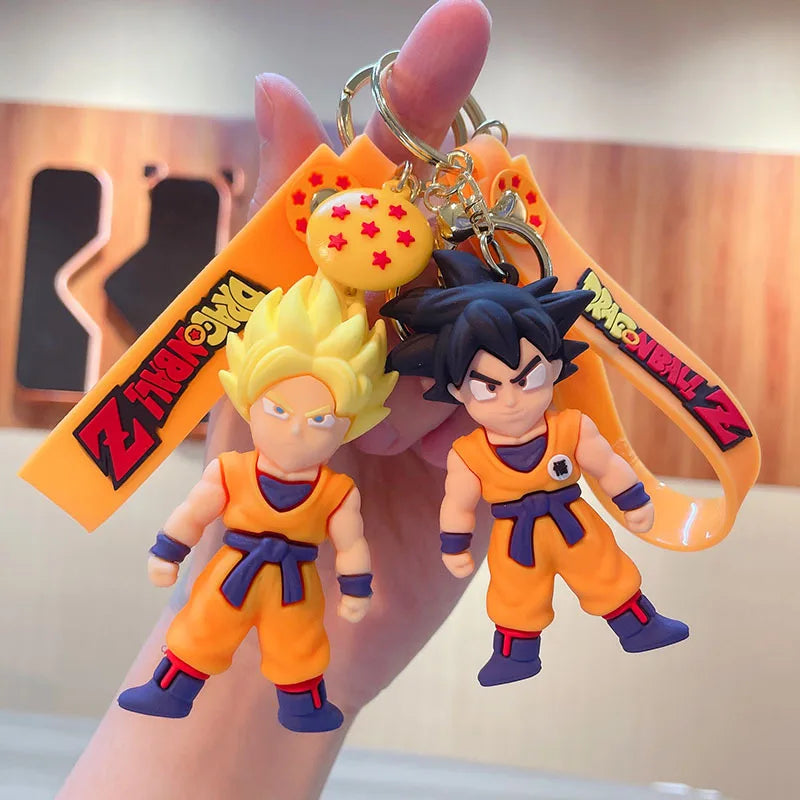 Anime Dragon Ball Keychain Fashion Jewelry Son Goku Vegeta Piccolo Action Figures 8CM PVC Key Ring for Men Women Bag Pendant