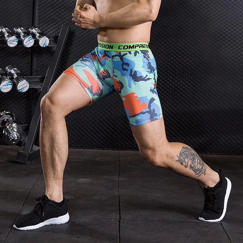 Compression Shorts Men 3D Print Camouflage Bodybuilding Tights Short Men Gyms Shorts Male Muscle Sport Elastic Running Shorts