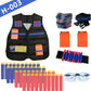 Kids Tactical Vest Kit Nerf Guns Series Refill Darts Reload Clips Tactical Mask Wrist Band and Protective Glasses Nerf Vest Toys