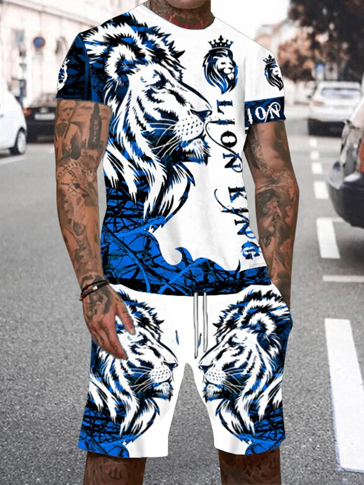 Fast Fashion - Lion Print Shirt & Shorts 2pc Set