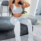 LW U Neck Sleeveless Stretchy Crop Top & High-waisted Fold Design Drawstring Ruched Stacked Pants Set Summer Sport Sets