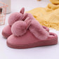 Winter Warm Home Fur Slippers Womens Indoor Home Rabbit Shoe Furry Ears Footwear Indoor Bedroom Flat Heels Fluffy Slippers Shoes