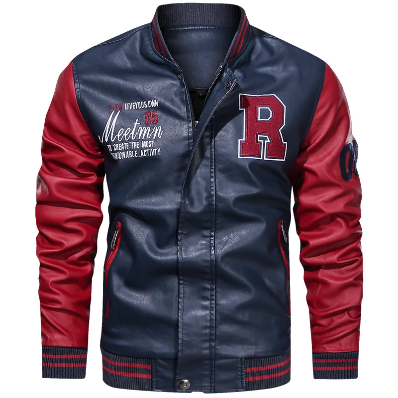 Marquis Autumn - Leather Baseball Bomber Jacket