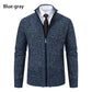 Autumn And Winter New Jersey Men's Casual Sports Coat Solid Color Stand Collar Wweater Grab Fleece Warm Zipper Cardigan