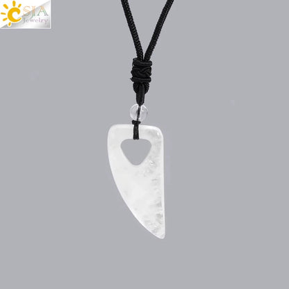 Men's Mali Necklace - Polished Stone Wolf-Shark Tooth