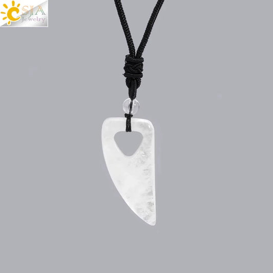 Men's Mali Necklace - Polished Stone Wolf-Shark Tooth