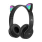 P47M Cute Cat Ear Bluetooth Headphones with LED Wireless Headset Children Girls Stereo Folding Sports Headset with Microphone