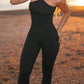 Women Yoga Jumpsuits Workout Ribbed One Shoulder One Piece Sport Jumpsuits