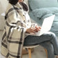 Thick Plaid Blanket Warm Winter Wearable Blanket Adults Office Travel Soft Fleece Throw Blankets With Button Home Shawl