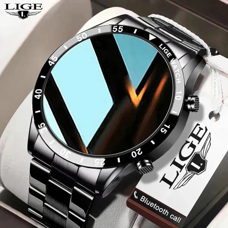 LIGE 2024 Smart Watch Full Circle Touch Screen Bluetooth Call Smartwatch Waterproof Sport Activity Fitness Watch+Box